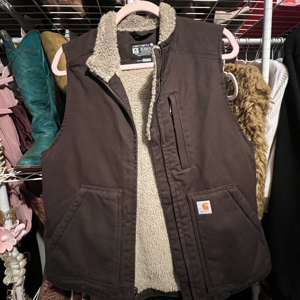 Carhartt Brown Sherpa-Lined Work Vest